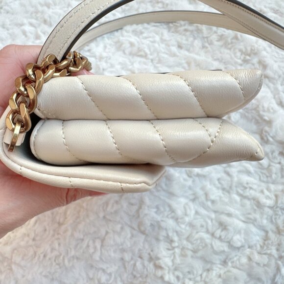 Tory Burch Kira Chevron Chain Wallet in Color New Cream - Picture 11 of 15